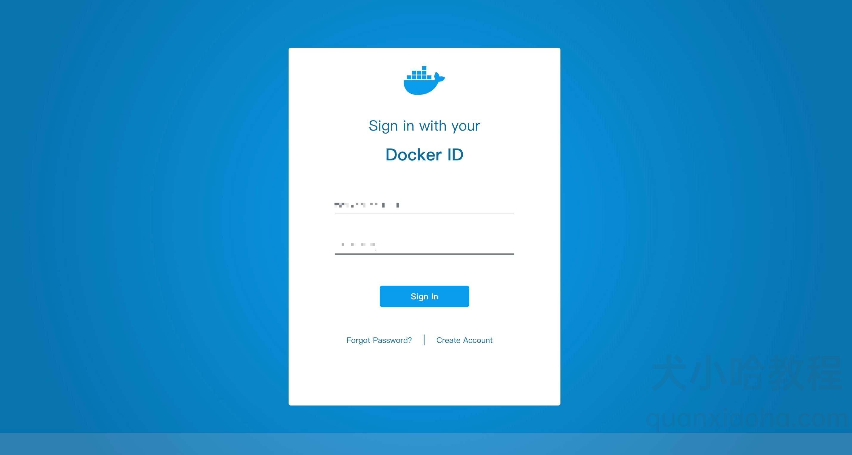 Docker Hub 登录页面 Docker Hub 登录页面