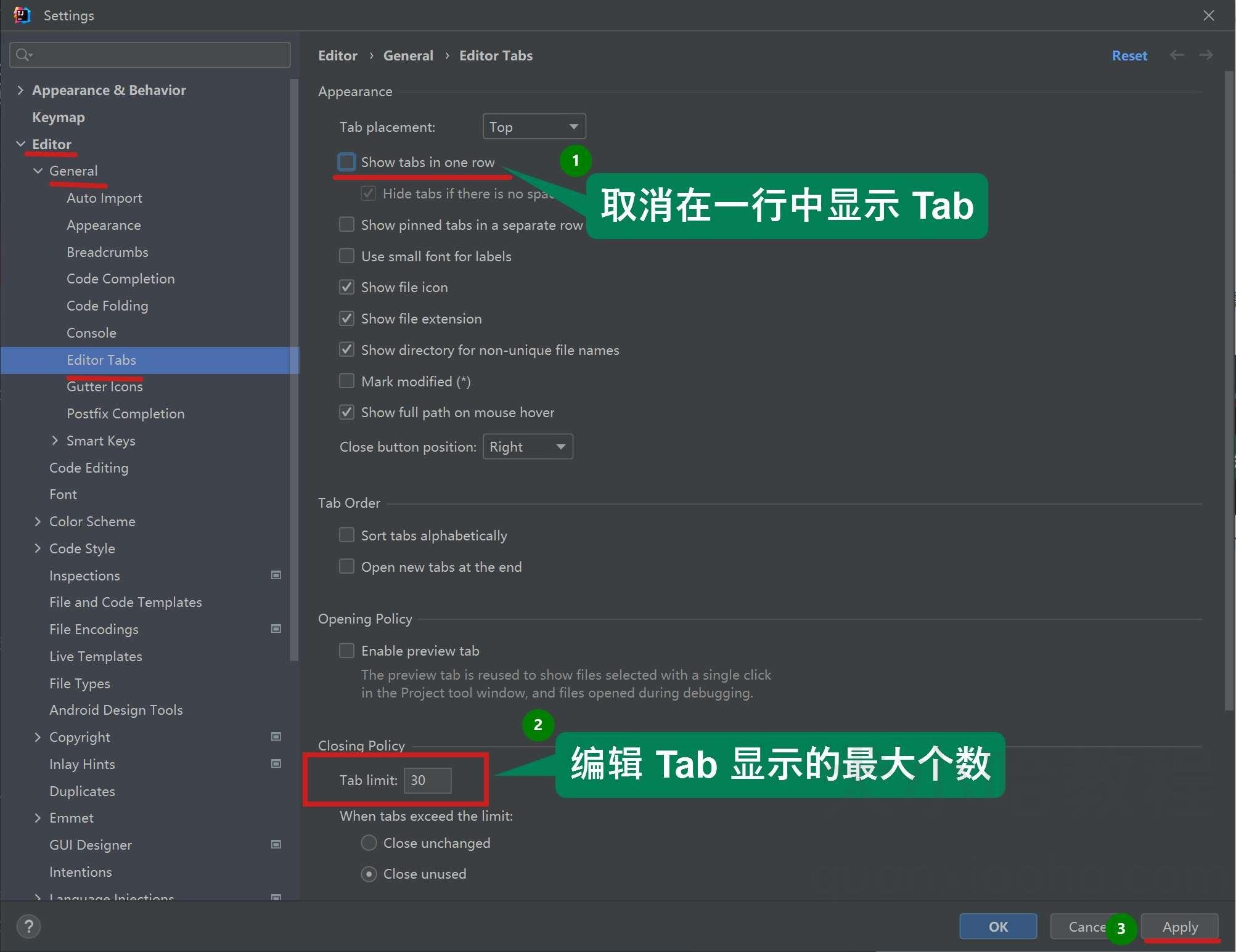 IDEA 设置 Tab 页 IDEA 设置 Tab 页